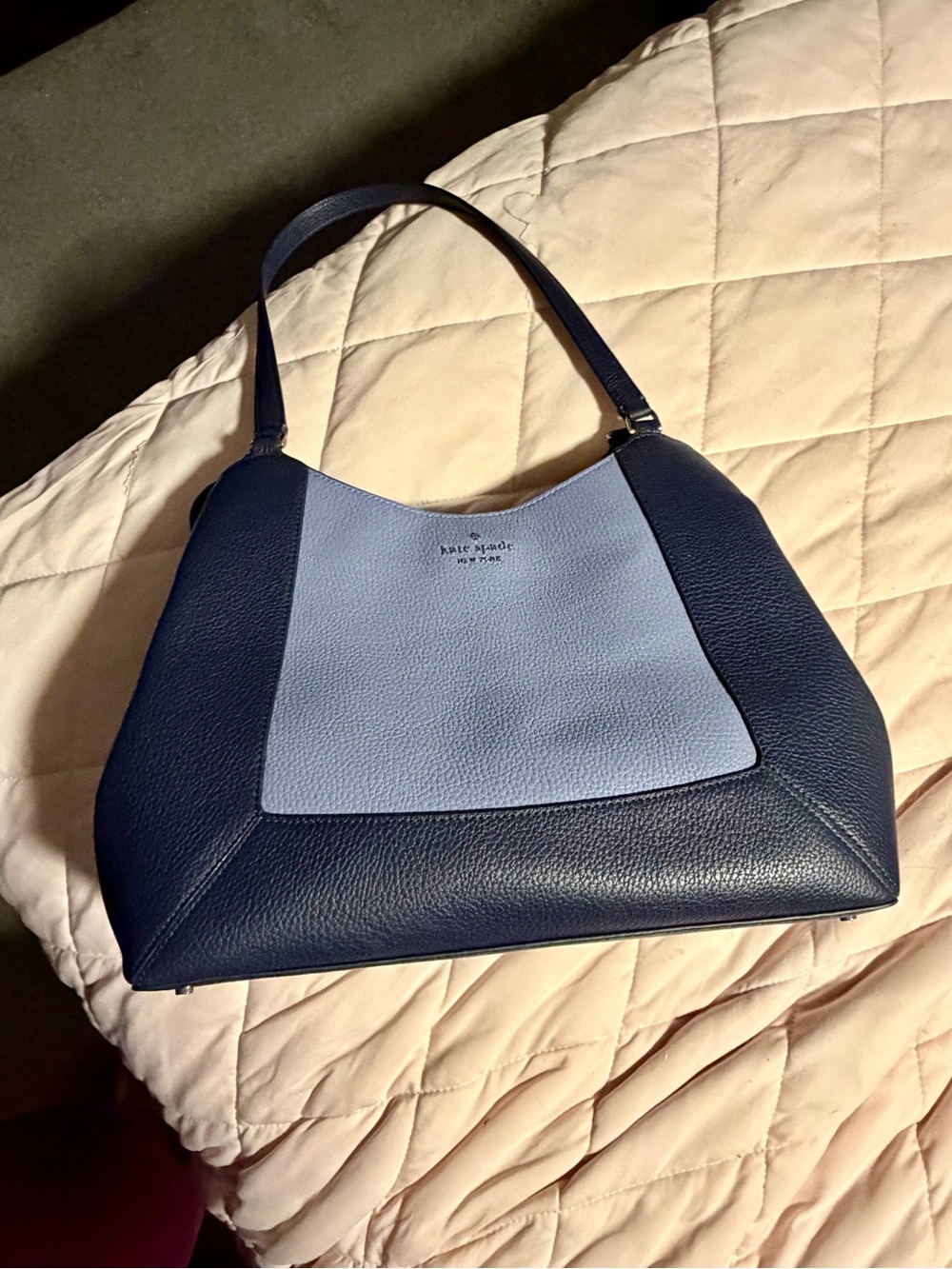 Kate Spade New York Navy Blue & Periwinkle Leather Shoulder Bag NWOT